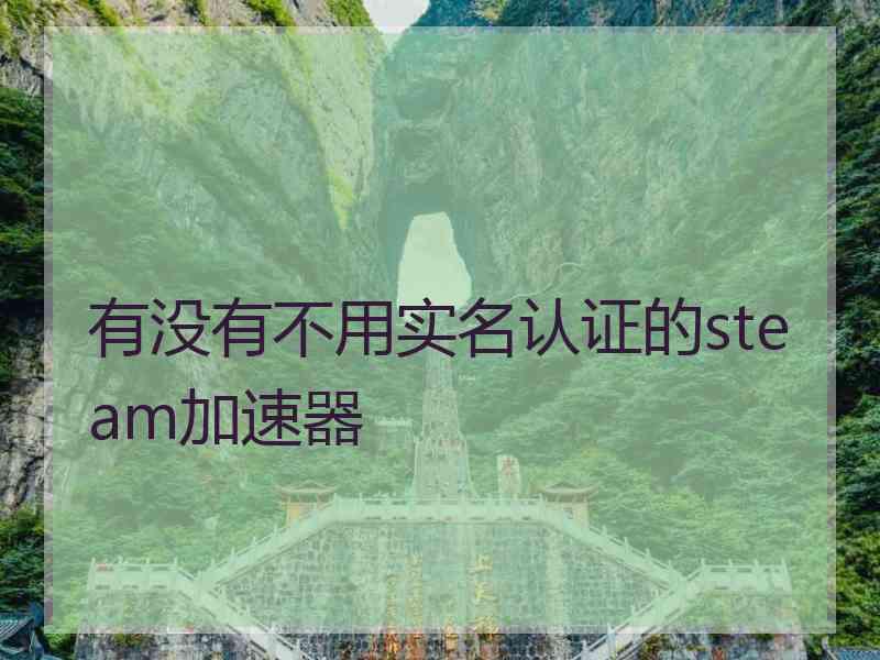 有没有不用实名认证的steam加速器