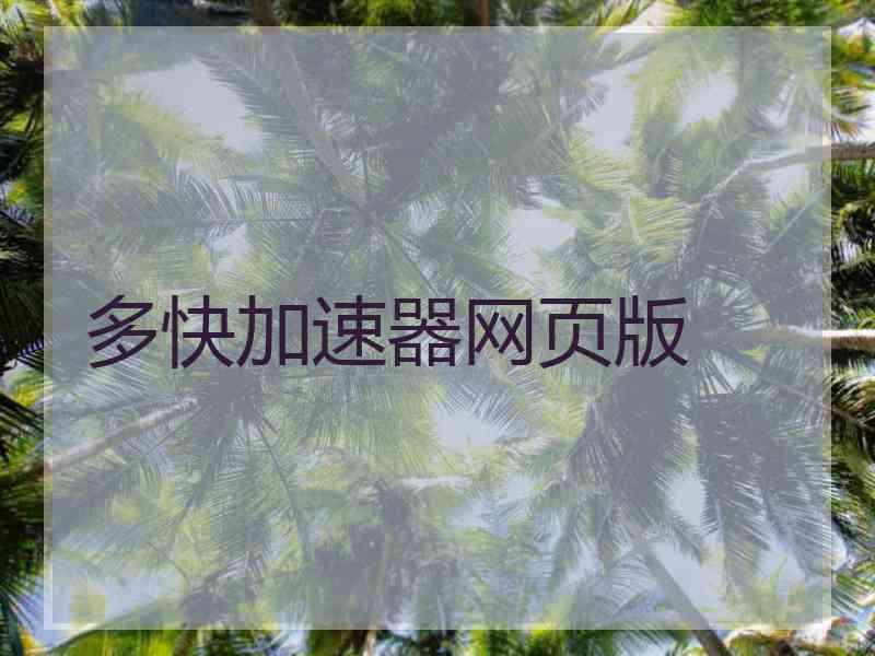 多快加速器网页版