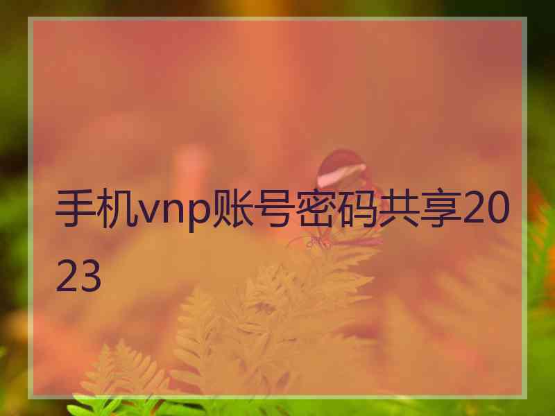 手机vnp账号密码共享2023