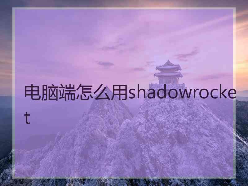 电脑端怎么用shadowrocket