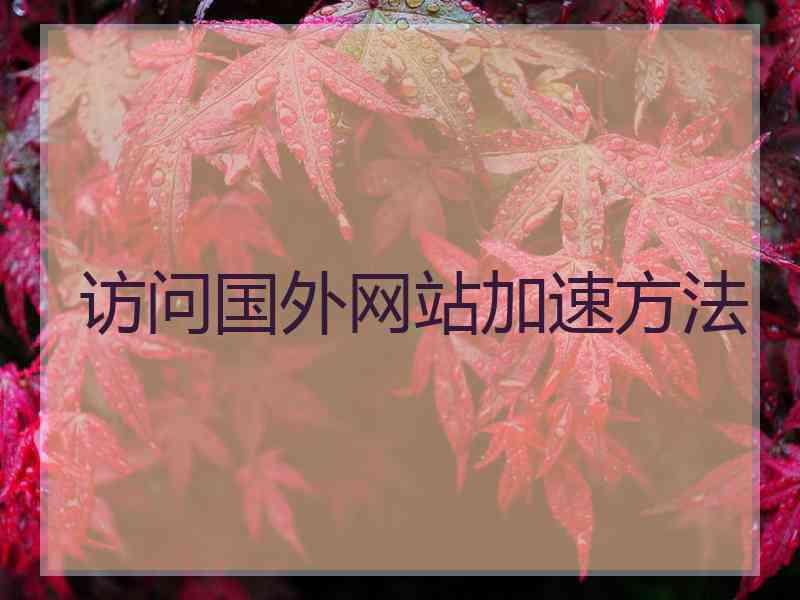 访问国外网站加速方法