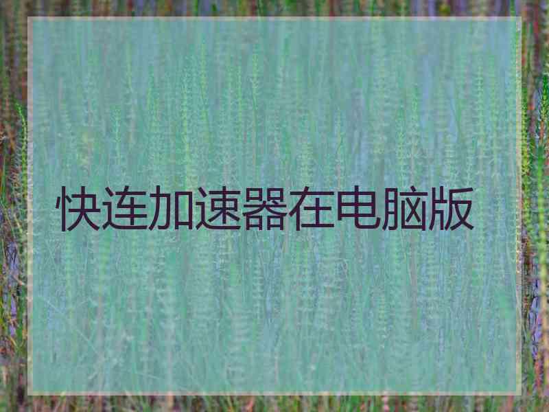 快连加速器在电脑版